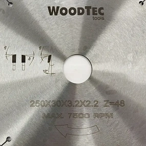 Пила дисковая Ø250 х 30 х 3,2/2,2 Z48 WZ WoodTec