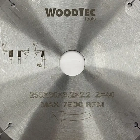 Пила дисковая Ø250 х 30 х 3,2/2,2 Z40 WZ WoodTec